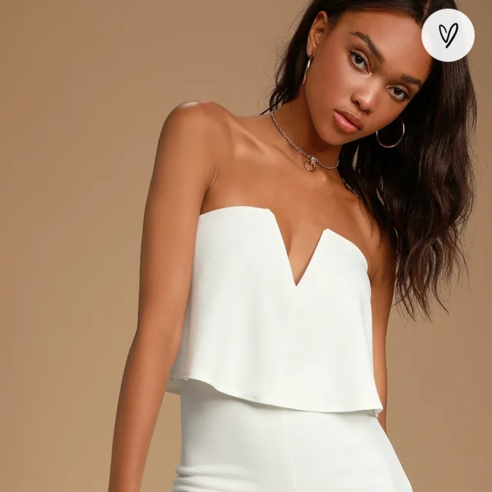 Lulu's, Power of Love White Strapless Jumpsuit, Size Small